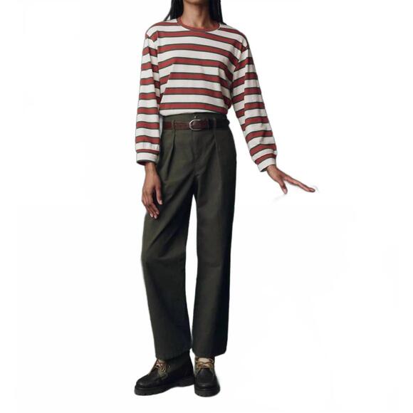 NEW THE GREAT. parker wide leg trouser in dusty moss